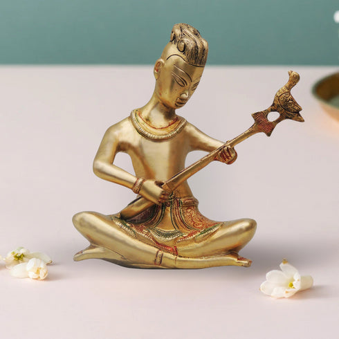 Brass Rajasthani Guitar Statue 2.7Kg