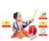 Raj Fancy Baby Krishna Orange and Blue Brocade Fabric Janmashtami Mythological Character Costume