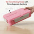 Vinod Stainless Steel Tiffin 3 Compartment Pink Airtight Silicone Sealed Lid Insulated Food Grade Steel Secure Side Clips