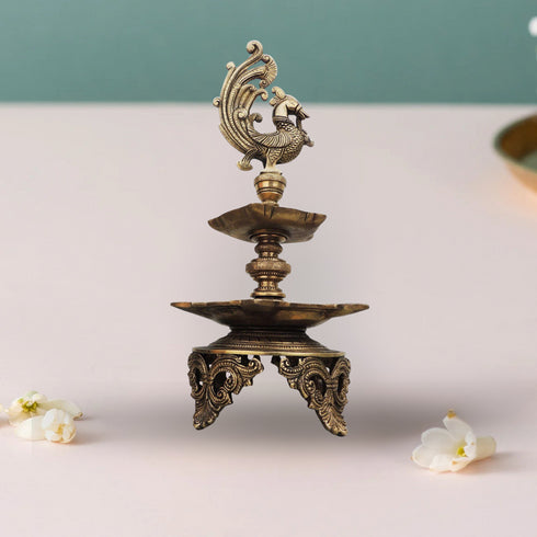 Brass Hen (Murga) Deepak Statue 4.375Kg