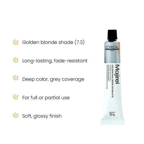L'Oreal Professionnel Majirel 7.3 Blonde With Gold Permanent Hair Colour 50ml