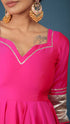 Pomcha Jaipur Amber Hot Pink Taffeta Silk Anarkali Set