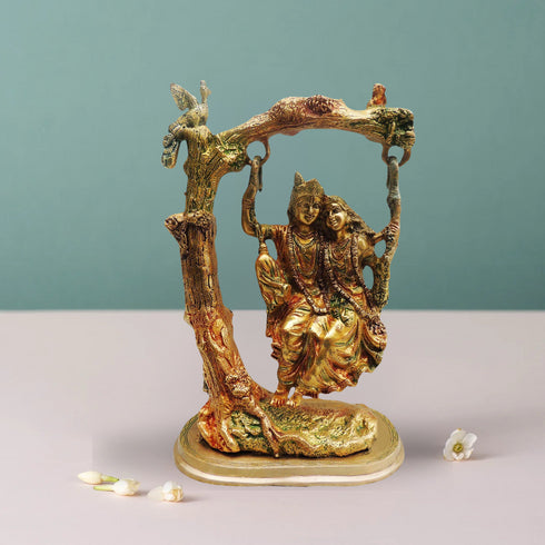 Brass Radha Krishna Jhula Colour Statue 7.9Kg