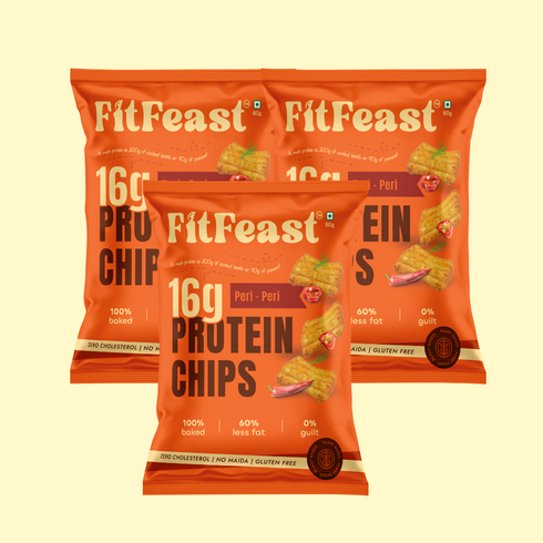 Fitfeast Protein Chips Peri Peri | As Seen on Shark Tank (Pack of 3)