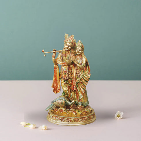 Brass Radha Krishna God Idol Statue 3.76Kg