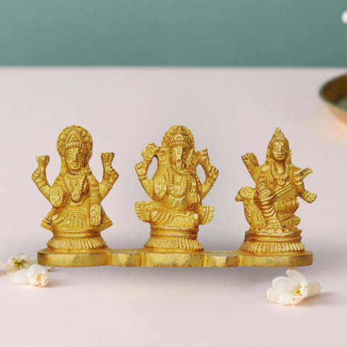 Brass Lgs On Same Base God Idol Statue 0.26Kg