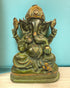 Tamas Brass Lord Ganesha Enjoying Modak - Statue/Idol (Green)