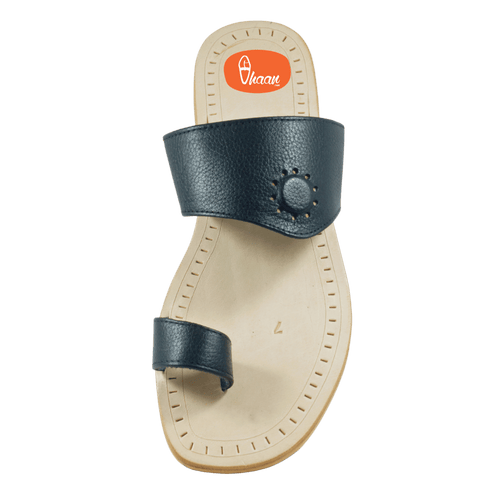 Vhaanfootwear Gandhi Binawadi Soft Leather Black Color Kolhapuri chappal by vhaan
