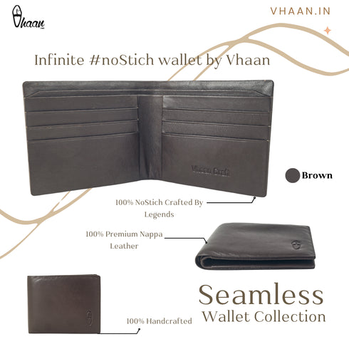 Vhaanfootwear Seamless Elegance RFID Protected Stitchless Premium NAPPA Leather Wallets for Men Brown