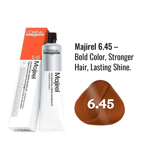 L'Oreal Professionnel Majirel 6.45 Dark Blonde With Mahogany Copper Permanent Hair Colour 50ml