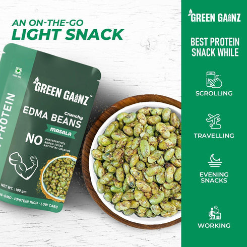 Green Gainz Edamame Masala Flavour (Pack of 9)