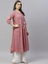 Miravan Womens Pink Cotton Floral Print Anarkali Kurta With Dupatta