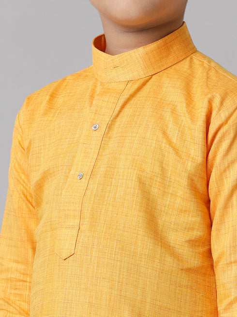 Ramraj Cotton Boys Fantastic Kurtha Full Sleeves Yellow FS1