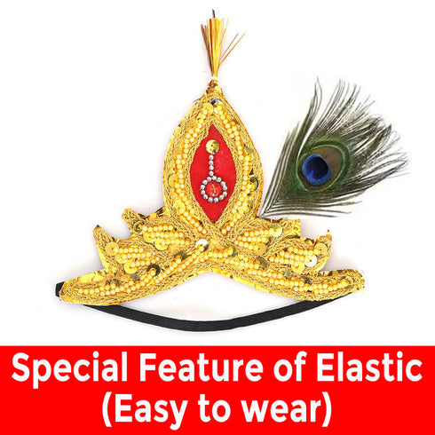 Raj Fancy Dresses Baby Krishna Yellow and Magenta Brocade Fabric Janmashtami Mythological Character Costume
