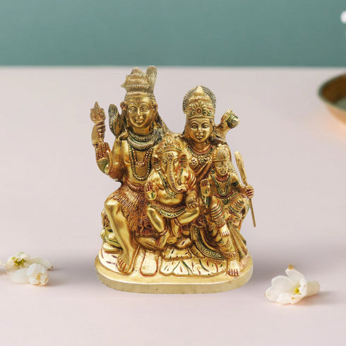 Brass Shiv Parivar Colour Idol Statue | Shiv Family Idol 2.88Kg