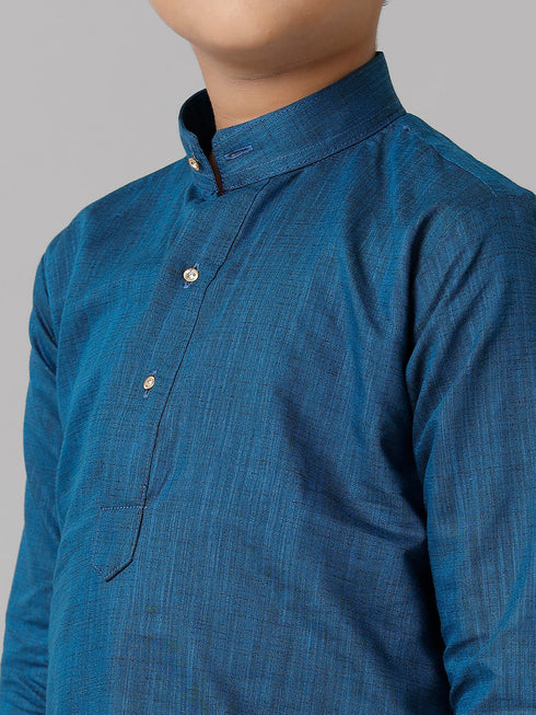Ramraj Cotton Boys Navy Kurta with Cream Elastic Panchakacham Combo FS8