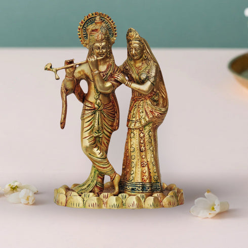 Brass Radha Krishna On Kamal Base 3.88Kg