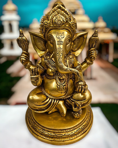 Tamas Brass Ganesha Statue/Idol(Golden)