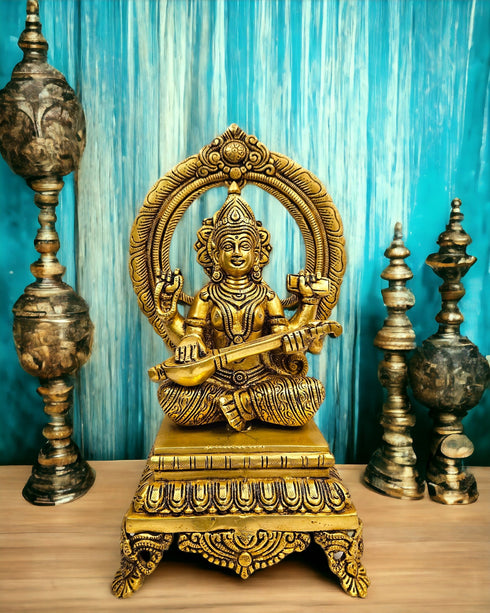 Tamas Brass Divinity of Knowledge - Saraswati Statue/Idol