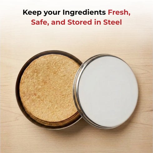 Vinod Stainless Steel Papad Dabba with Mirror Finish Tough and Strong Build Rust Free Easy to Clean and Dishwasher Safe 9.5 Inch No 14