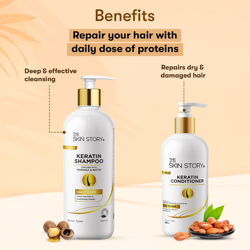 The Skin Story Keratin Hair Care Duo for Frizzy Hair & Oily Scalp