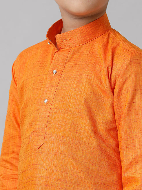 Ramraj Cotton Boys Fantastic Kurtha Full Sleeves Orange FS3