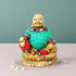 Brass Laughing Buddha Statue With Turquoise Coral 1.205Kg