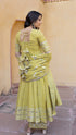 Pomcha Jaipur Yellow Booti Gotta Jaal Cotton Anarkali Set