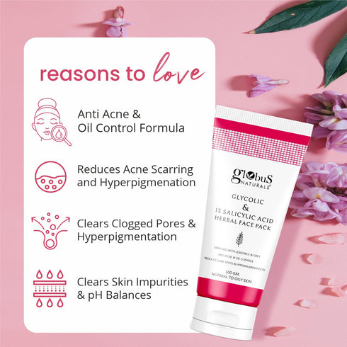 Globus Naturals Glycolic & 1% Salicylic Acid Herbal Anti Acne Face Scrub