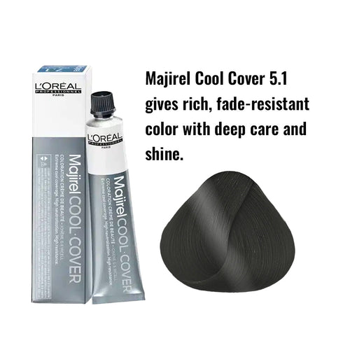L'Oreal Professionnel Majirel Cool Cover 5.1 Light Brown With Ash Permanent Hair Colour 50ml