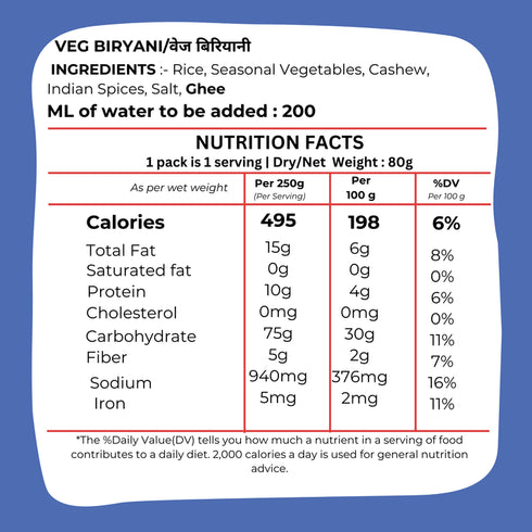 Drym foods Veg Biryani/Pulao