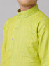 Ramraj Cotton Boys Cotton Parrot Green Kurta with Cream Elastic Panchakacham Combo FS2