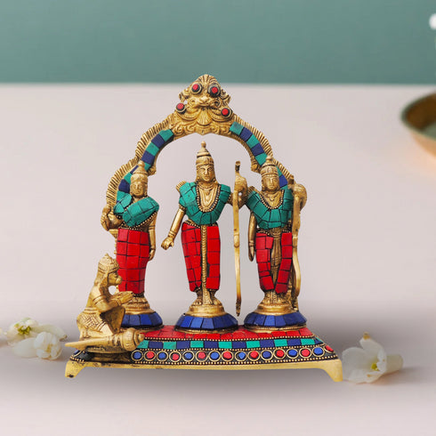 Brass Ram Darbar Stone God Idol Statue 2.5Kg