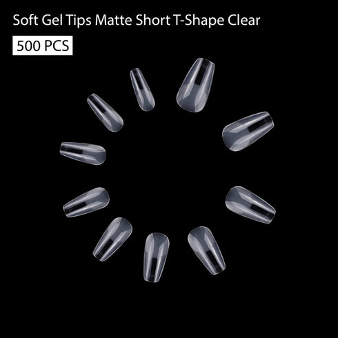 Shills Professional Soft Gel Tips Matte Short T-Shape-PT18-CLEAR