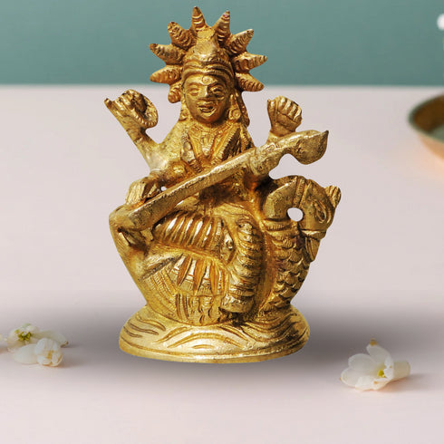 Brass Saraswati Ji Statue 0.3Kg