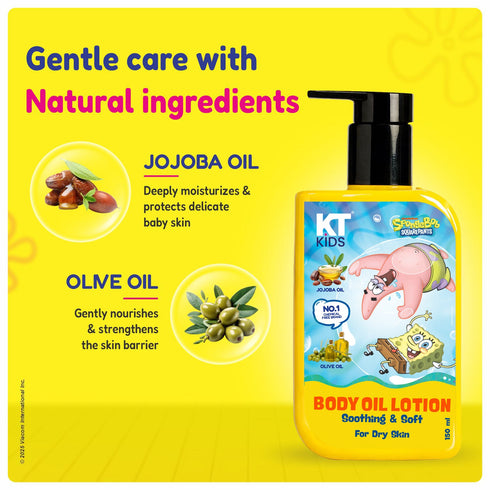 Kt Kids Personal Care Body Kit For Boys & Girls 3 Years Body Oil Lotion Soft Body Wash Sunscreen SPF Body