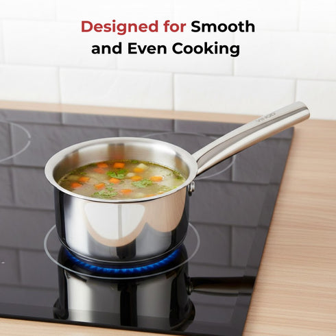 Vinod Claro Heavy Gauge Stainless Steel Sauce Pan Plain 1.5 mm Capacity 1600 ml