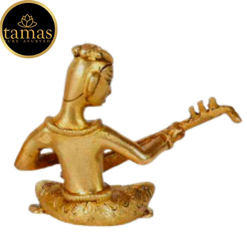 Tamas Brass Musician Playing Sitar Statue ( Golden)