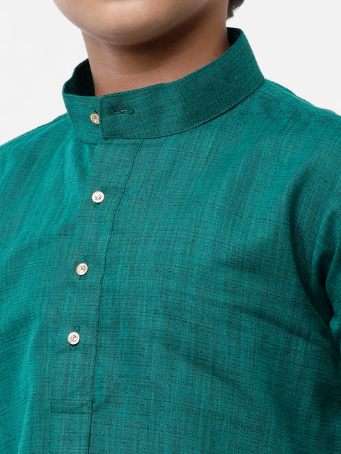 Ramraj Cotton Boys Fantastic Kurta & White Dhoti Set Green FS5