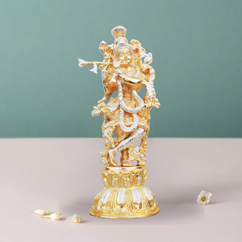 Brass Krishna In Two Tone Finish Statue 5.53Kg