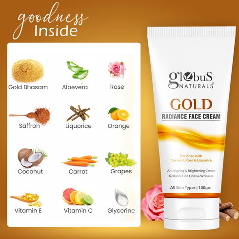 Globus Naturals Gold Radiance Anti Ageing & Brightening Face Cream s