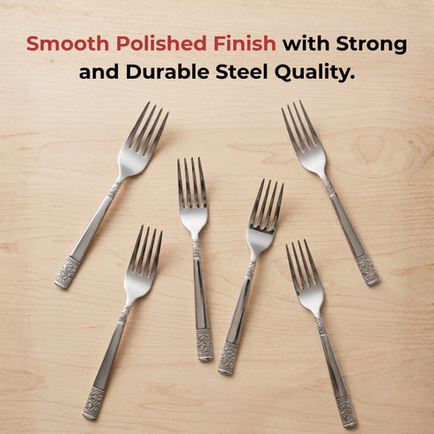 Vinod Moscow Stainless Steel Dinner Fork Set of 12 Piece Heavy Gauge steel Mirror Finish Rust Free Tough Strong and Durable