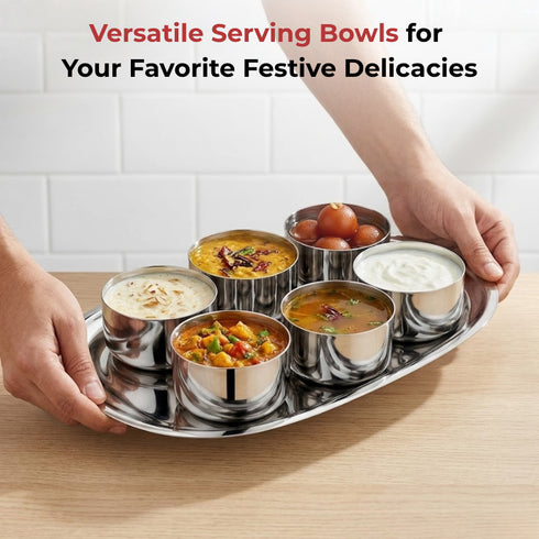 Vinod Stainless Steel Vati Katori Set of 12 Pieces 300 ml Highest Grade Steel Tough and Strong Dishwasher Safe Rust Free