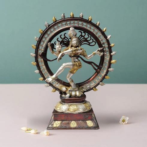 Brass Nataraja Statue With Tri Color Finish 4.3Kg
