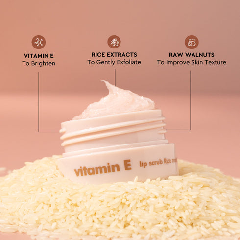 The Face Shop Vitamin E Rice Lip Scrub 14g With Free Sushi Pouch