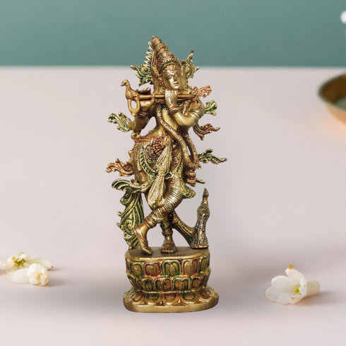Brass Krishna Colour Statue 2.95Kg