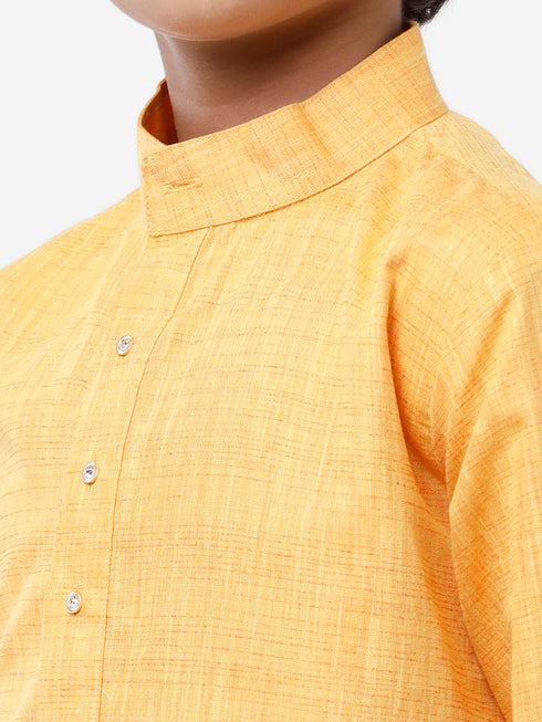 Ramraj Cotton Boys Fantastic Kurta & Cream Dhoti Set Yellow FS1