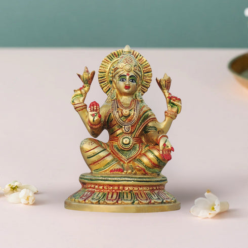 Brass Laxmi Ji Goddess Idol Statue 2.075Kg
