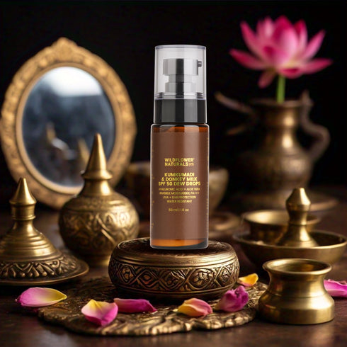 Wildflower Naturals Kumkumadi & Donkey Milk SPF 50 Dew Drops Invisible Moisturiser