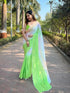 Vasthrlay Green Satin Georgette Plain Saree